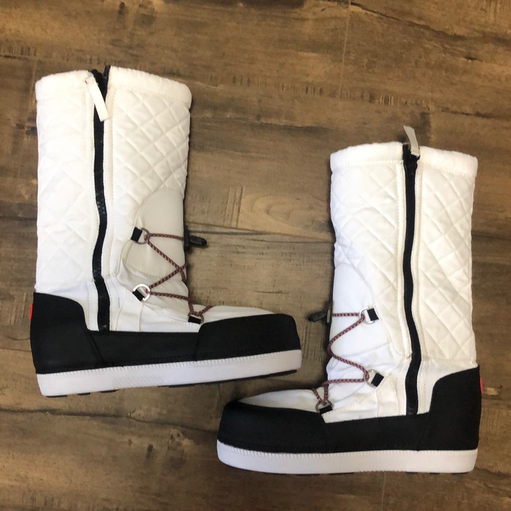 HUNTER White Quilted Snow Boots